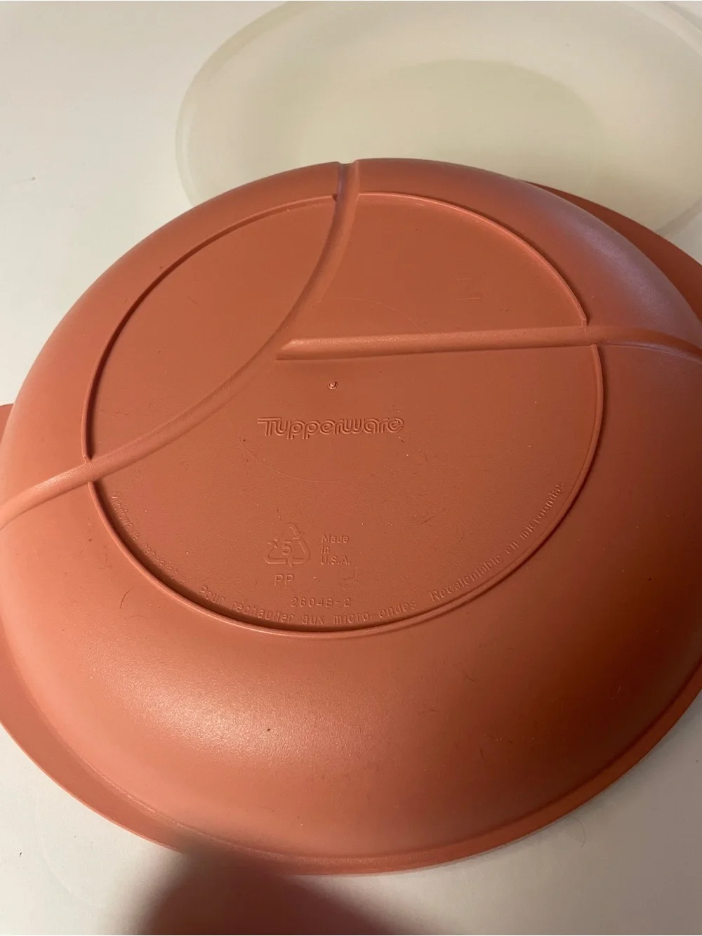 Tupperware Vintage Plastic Divided Serving Dish with Lid - Rust